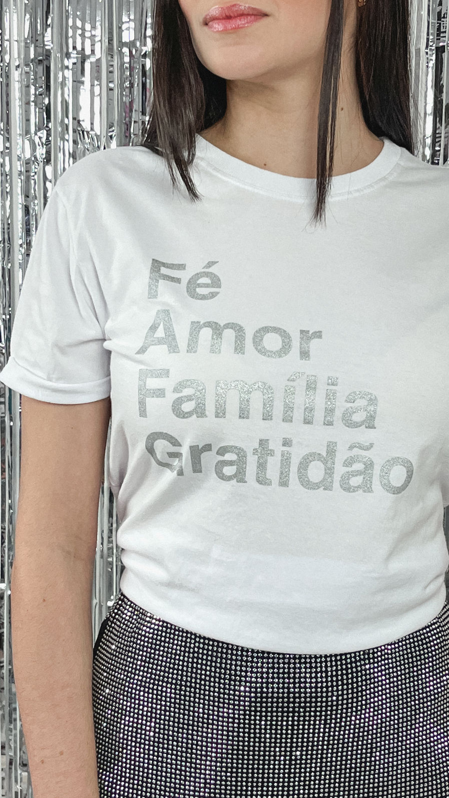 Tshirt Premium - Fé, Amor, Família - Branco Tshirt Premium - Fé, Amor, Família - Branco