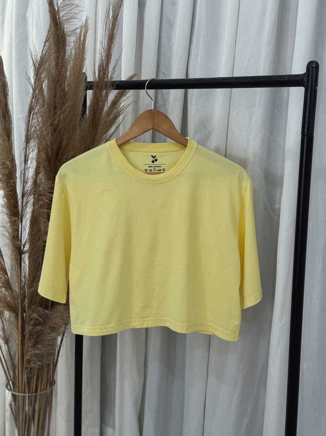 Cropped Oversized - Liso - Amarelo