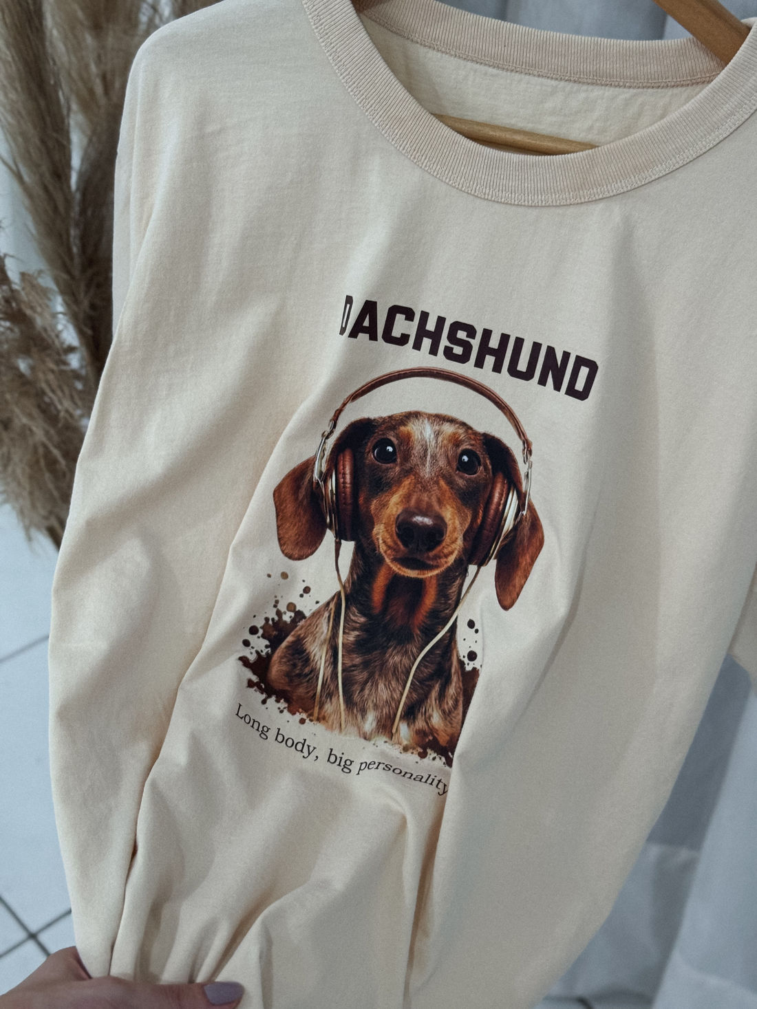 T-shirt Oversized - Dachshund - Bege