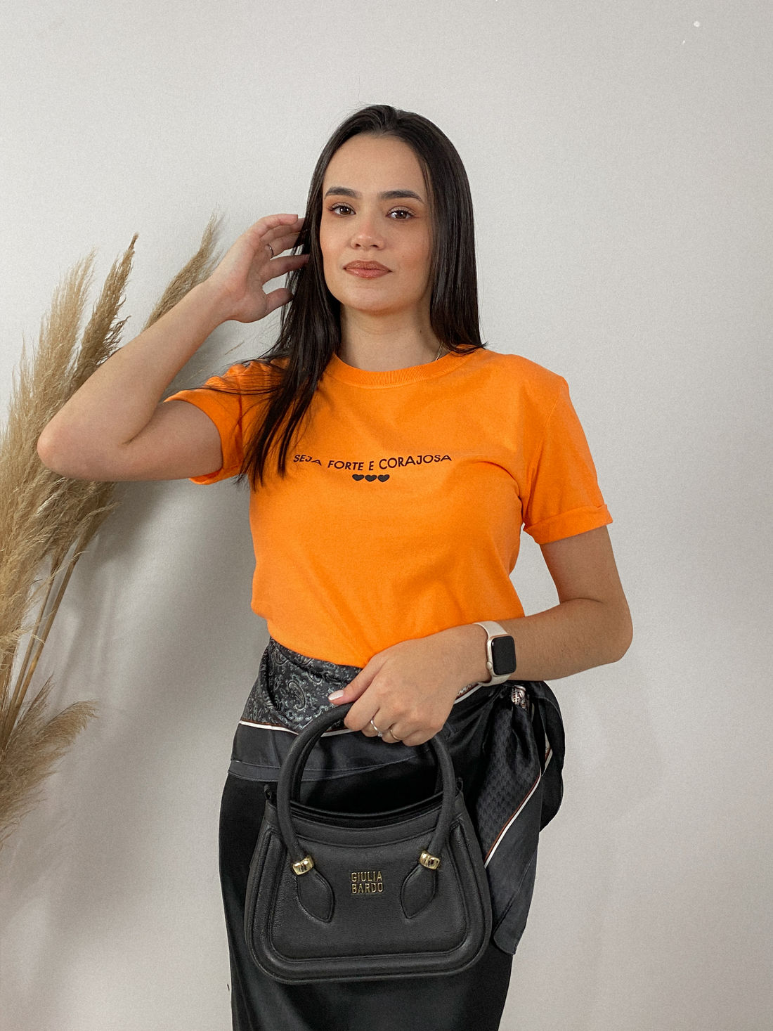Tshirt Premium - Seja Forte e Corajosa - Laranja Tshirt Premium - Seja Forte e Corajosa - Laranja
