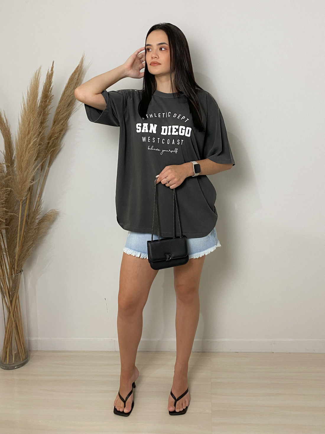 Tshirt Oversized - San Diego - Cinza