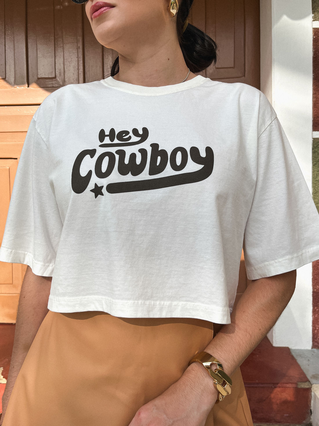 Cropped Oversized - Hey Cowboy - Off White Cropped Oversized - Hey Cowboy - Off White