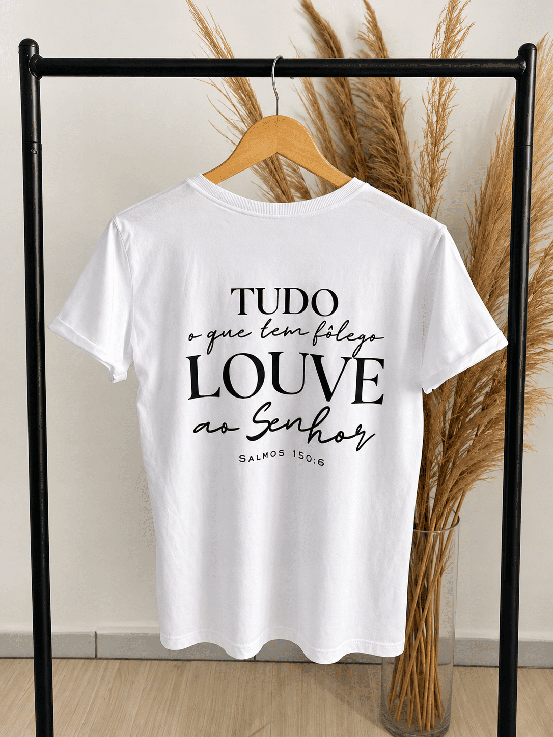 Tshirt Premium - Salmos 150:6 DTF - Branca Tshirt Premium - Salmos 150:6 DTF - Branca