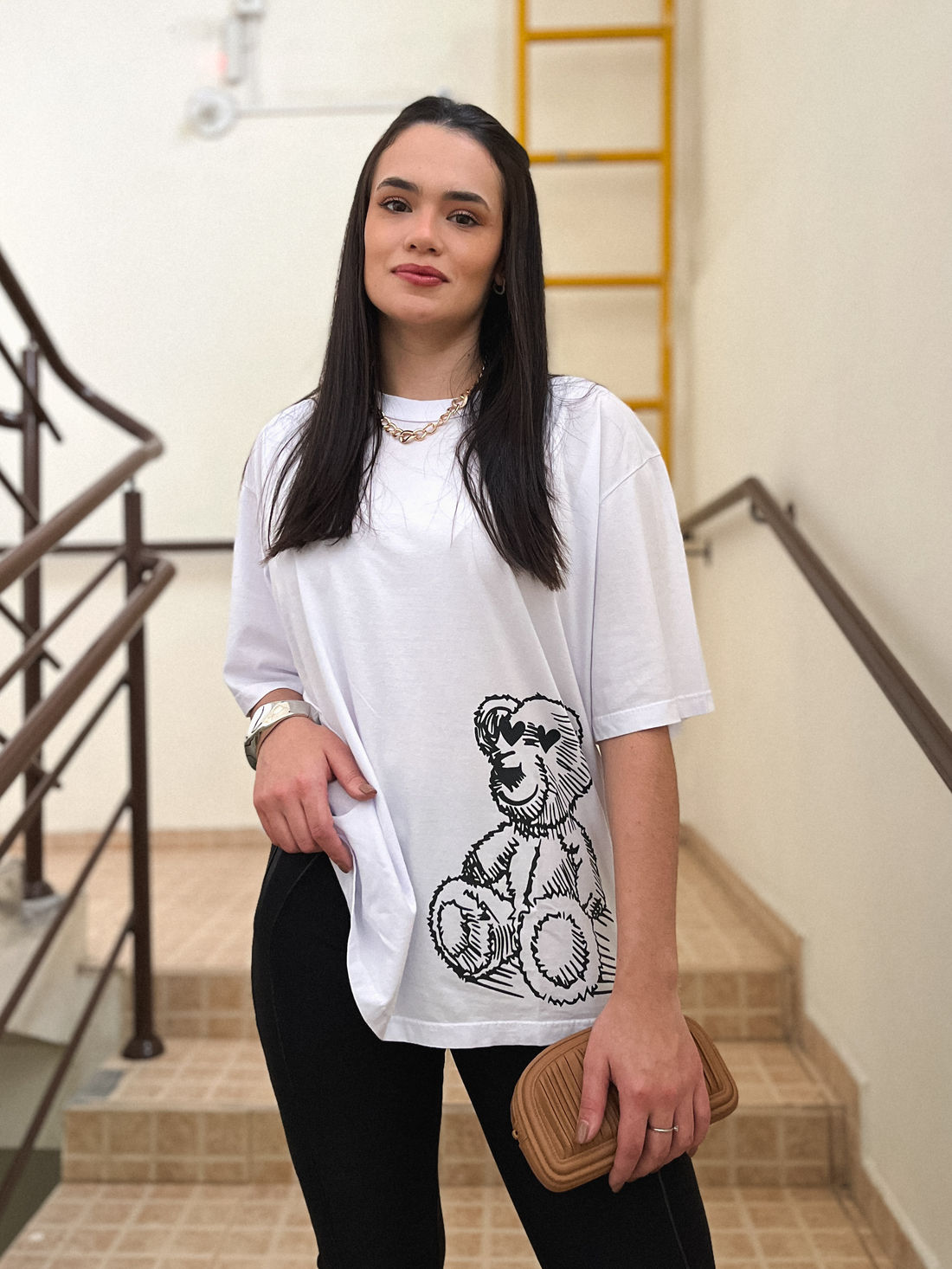 Tshirt Oversized - Teddy Lateral - Branca