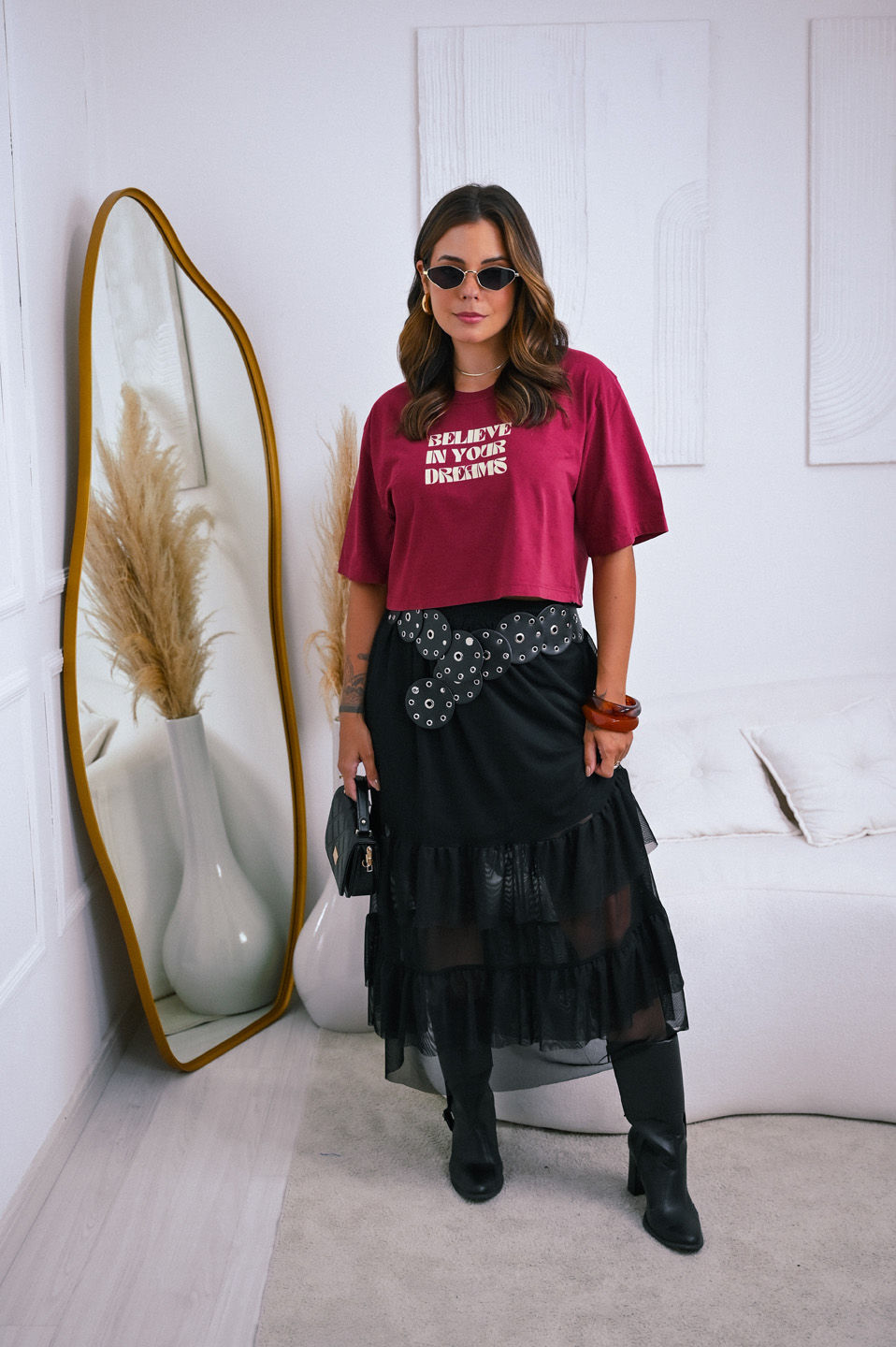 Cropped Oversized - Believe in your Dreams - Vermelho