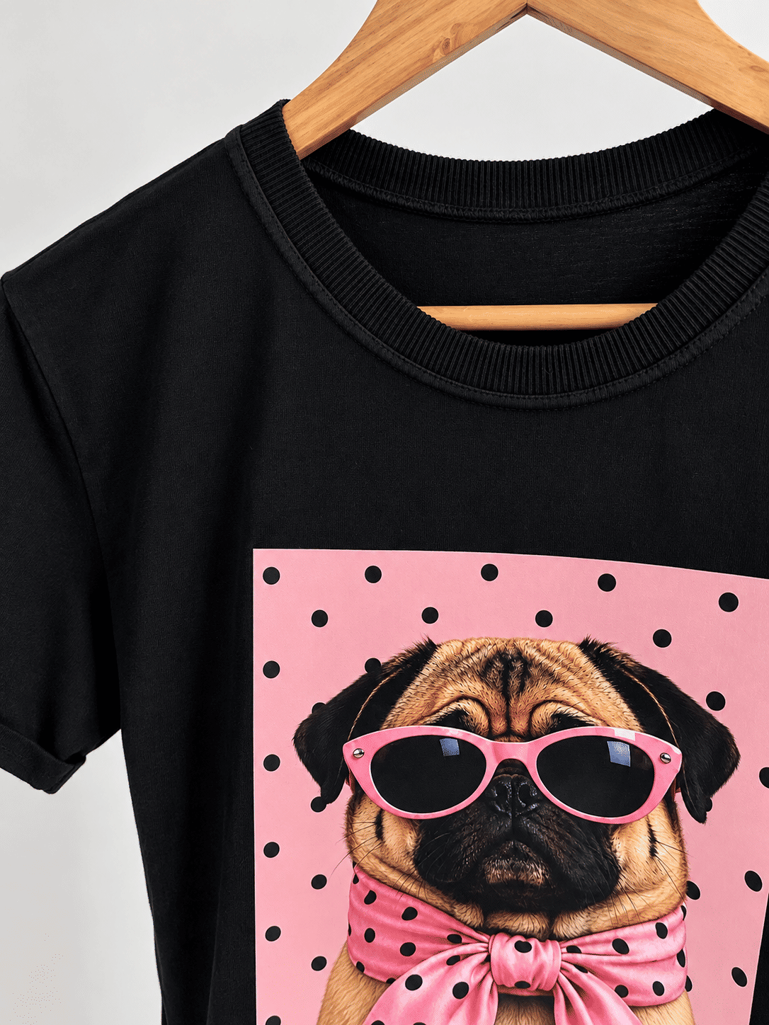 Tshirt Premium - Pug Poá DTF - Preta Tshirt Premium - Pug Poá DTF - Preta