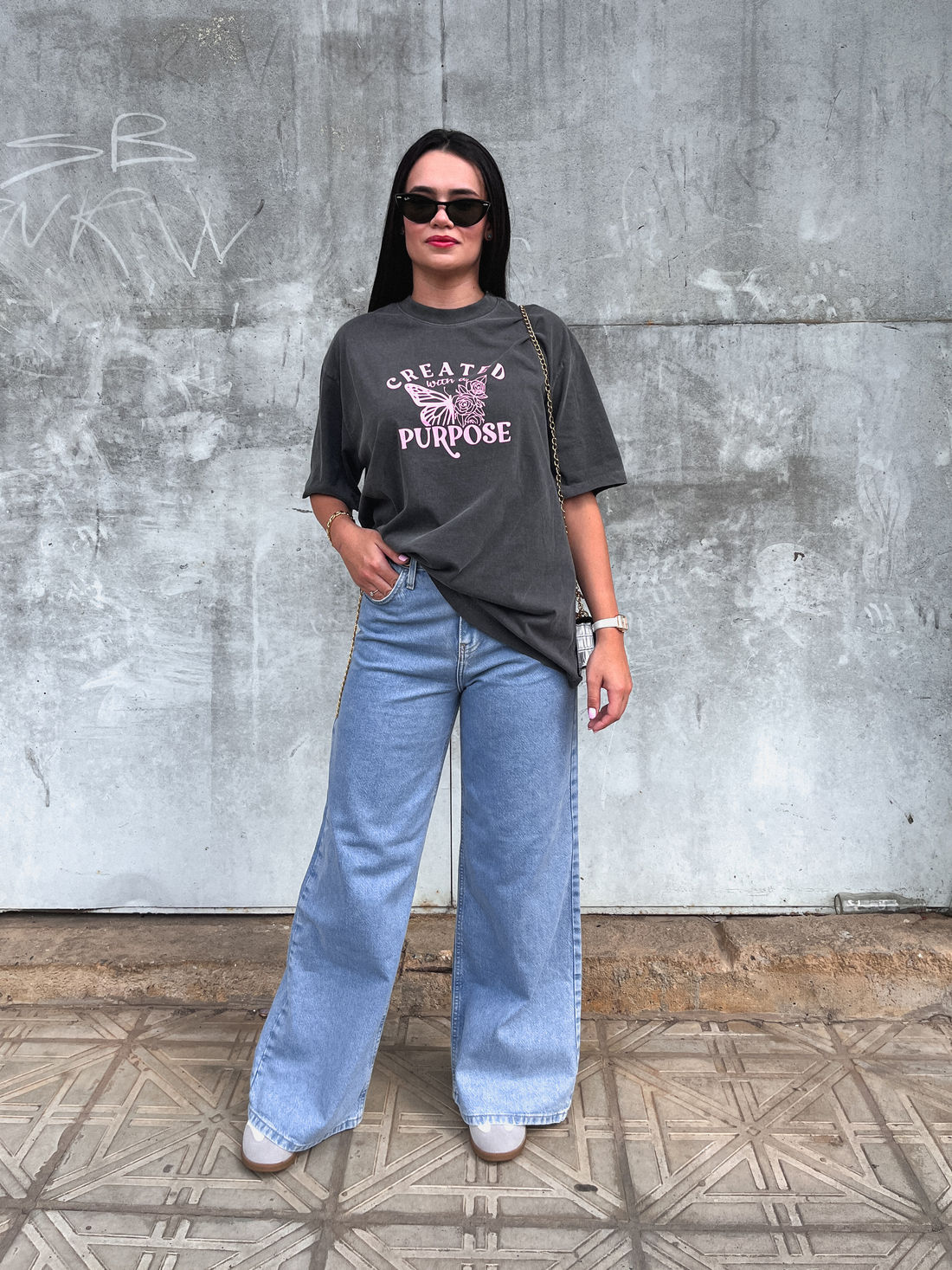Tshirt Oversized - Purpose - Cinza Estonado