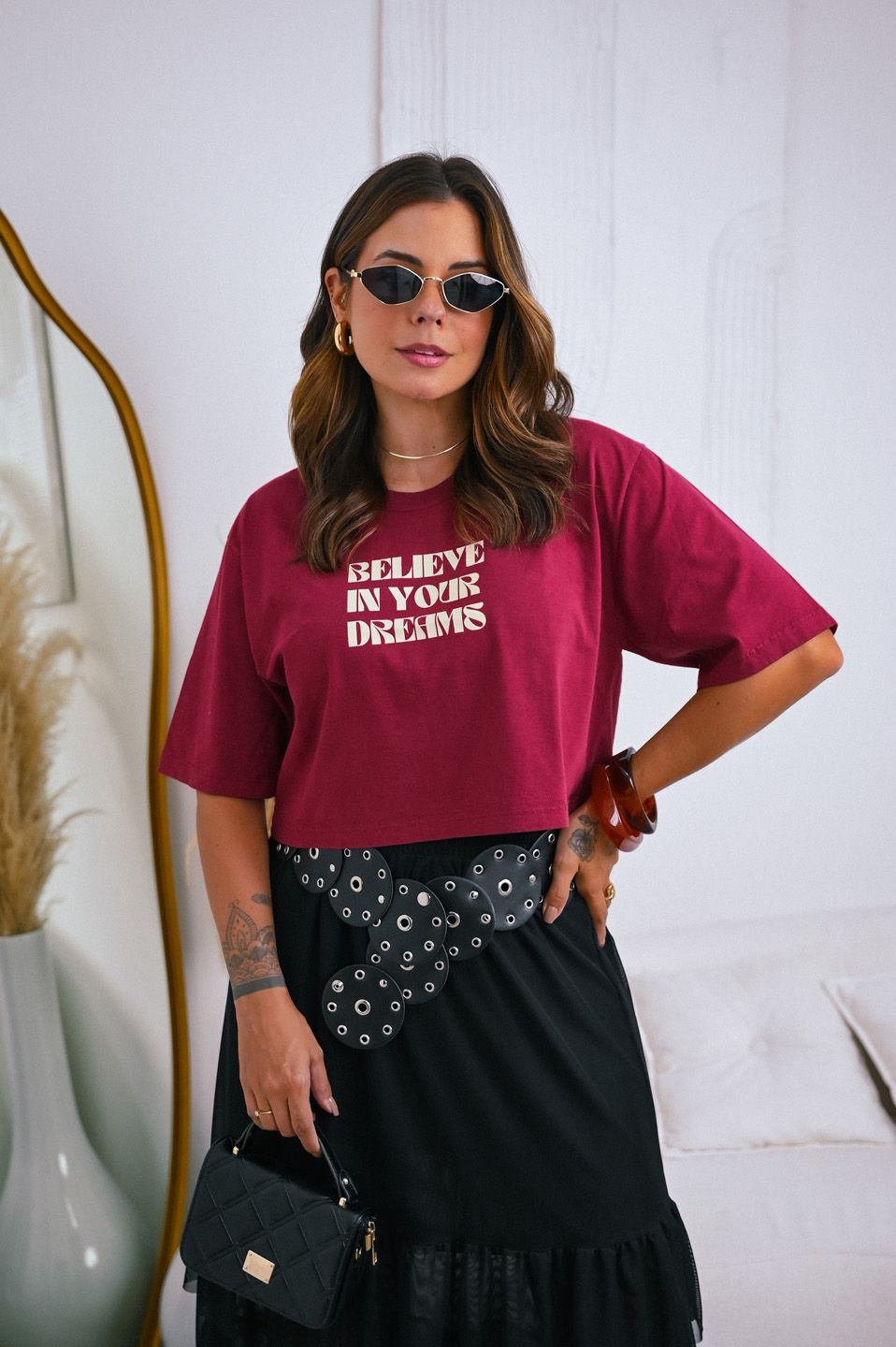 Cropped Oversized - Believe in your Dreams - Vermelho
