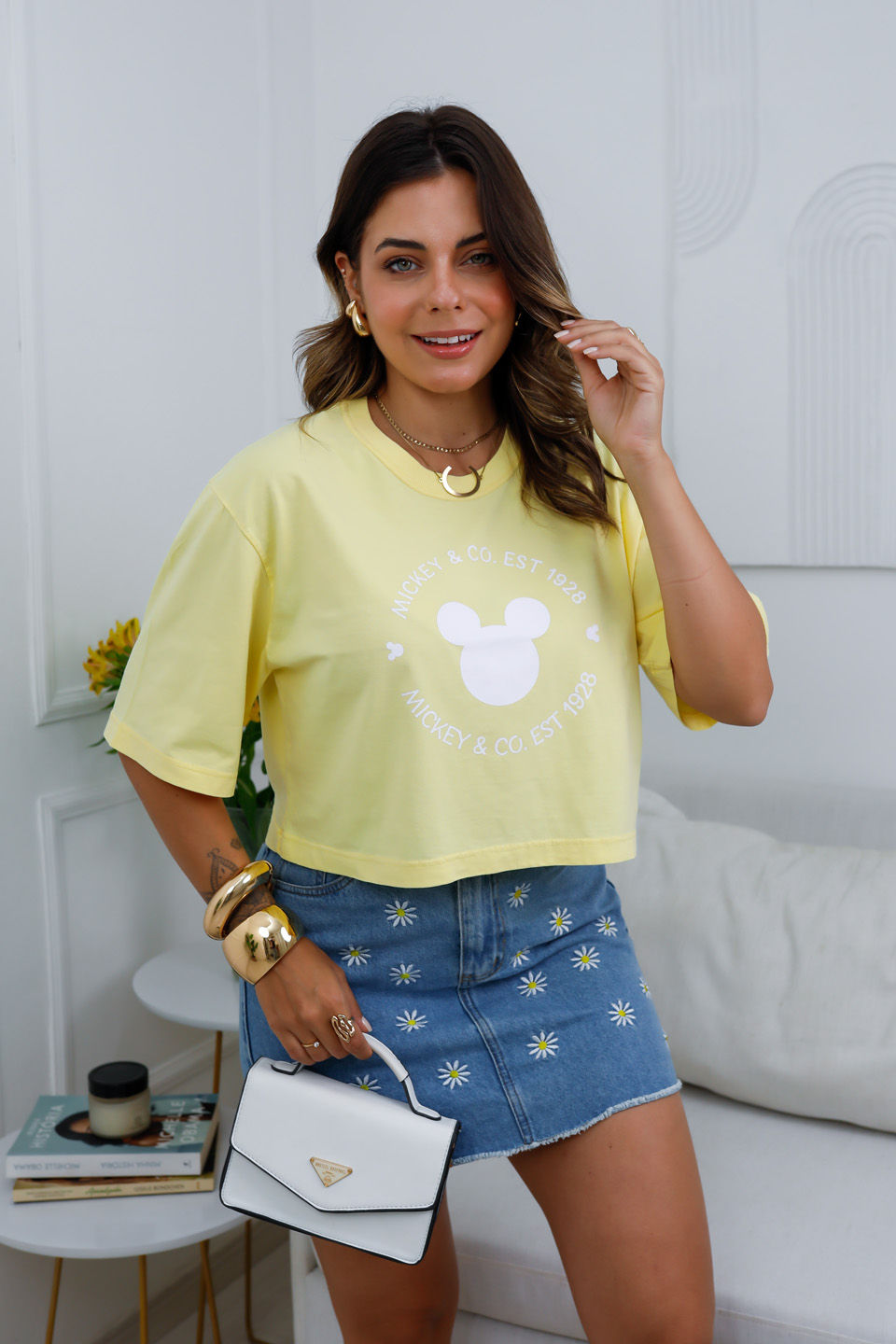 Cropped Oversized - Mickey - Amarelo