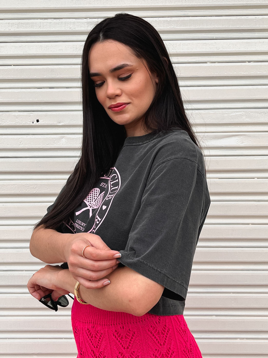 Cropped Oversized - Racquet Club - Cinza Estonado