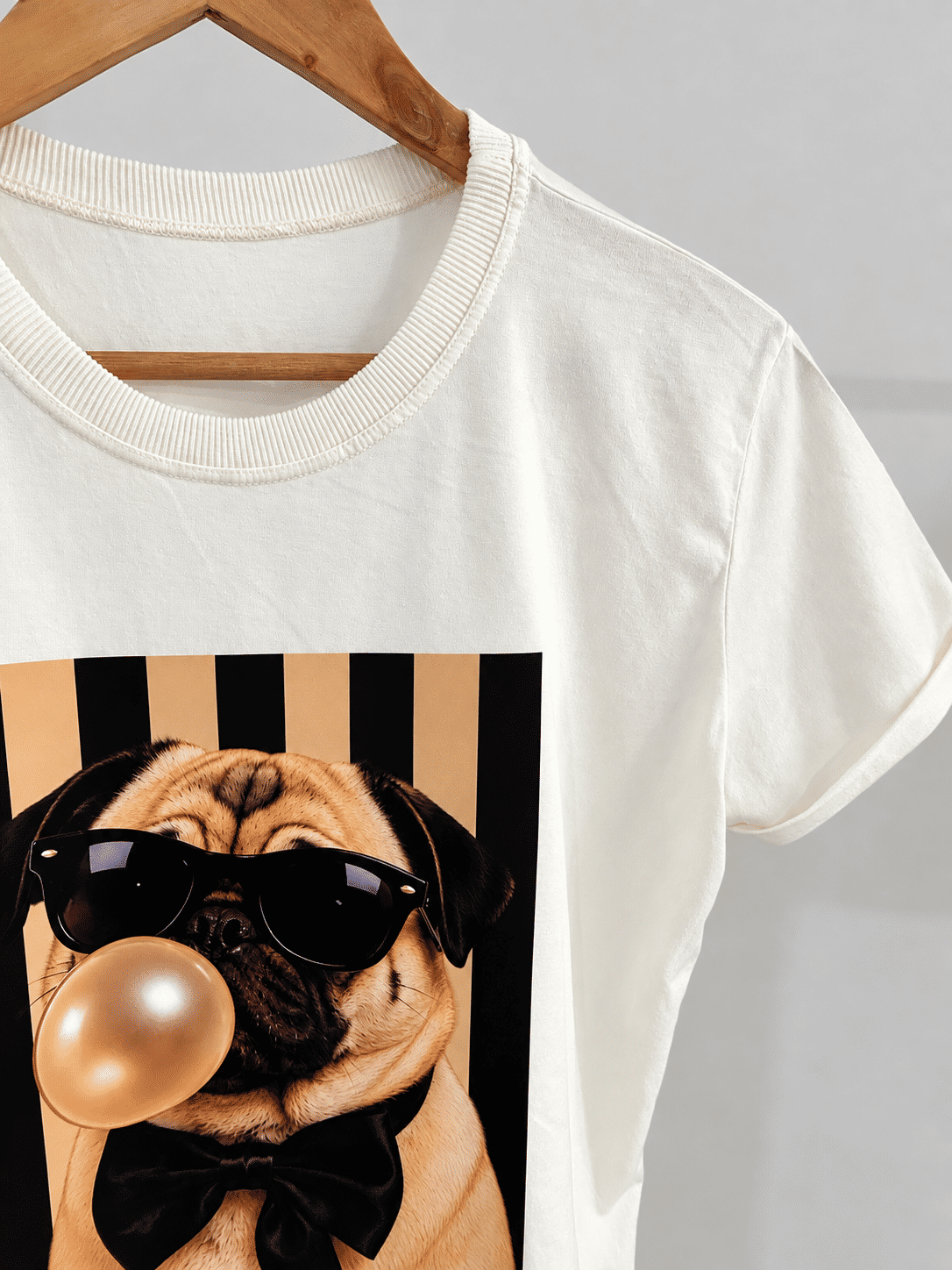 Tshirt Premium - Pug Listras DTF - Off White Tshirt Premium - Pug Listras DTF - Off White