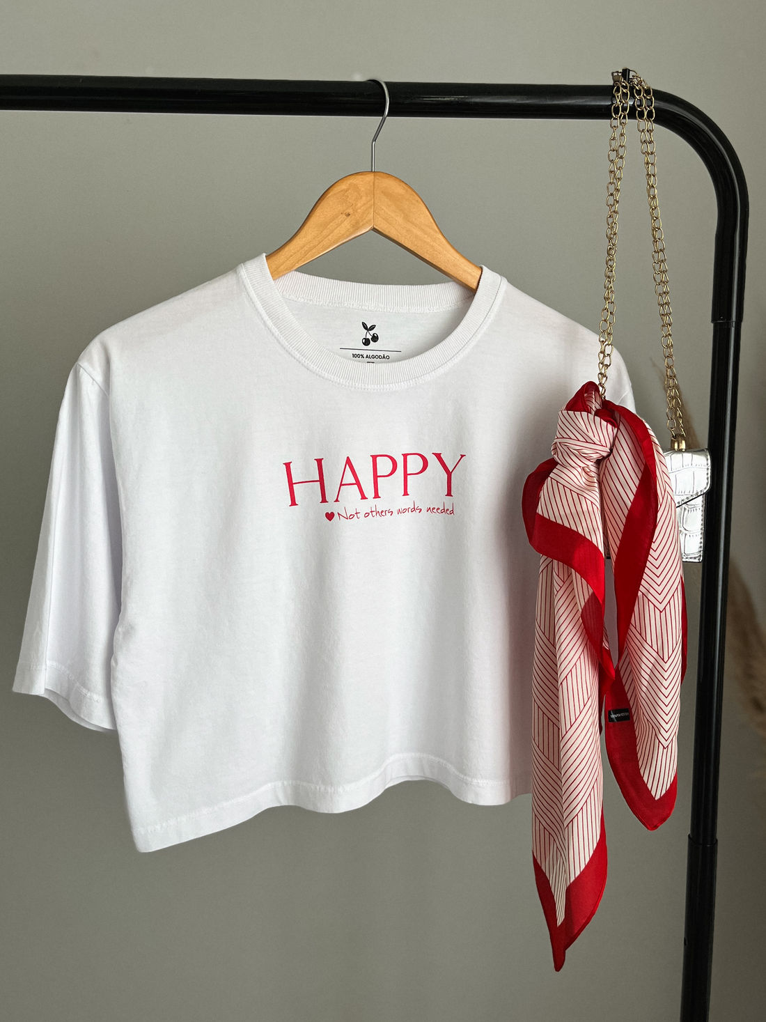 Cropped Oversized - Happy - Branca