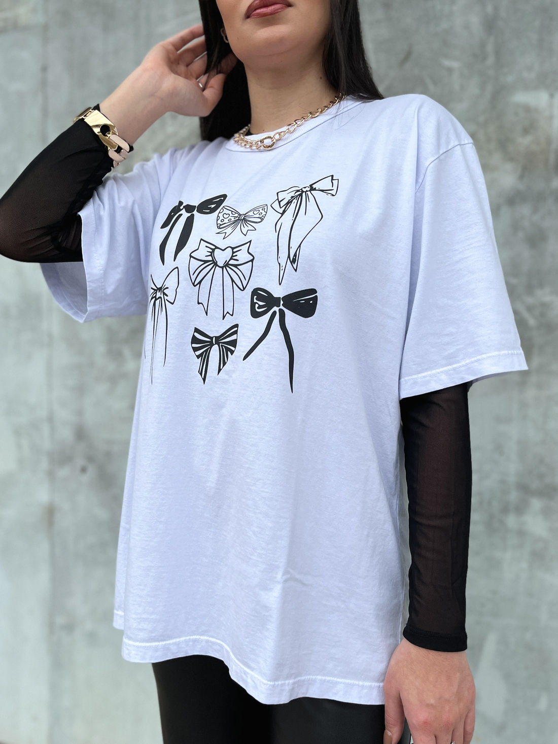 Tshirt Oversized - Laços - Branca