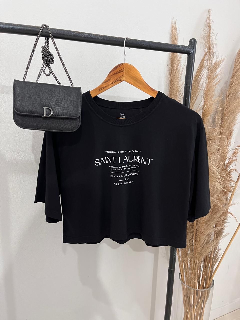 Cropped Oversized - Saint Laurent - Preto Cropped Oversized - Saint Laurent - Preto