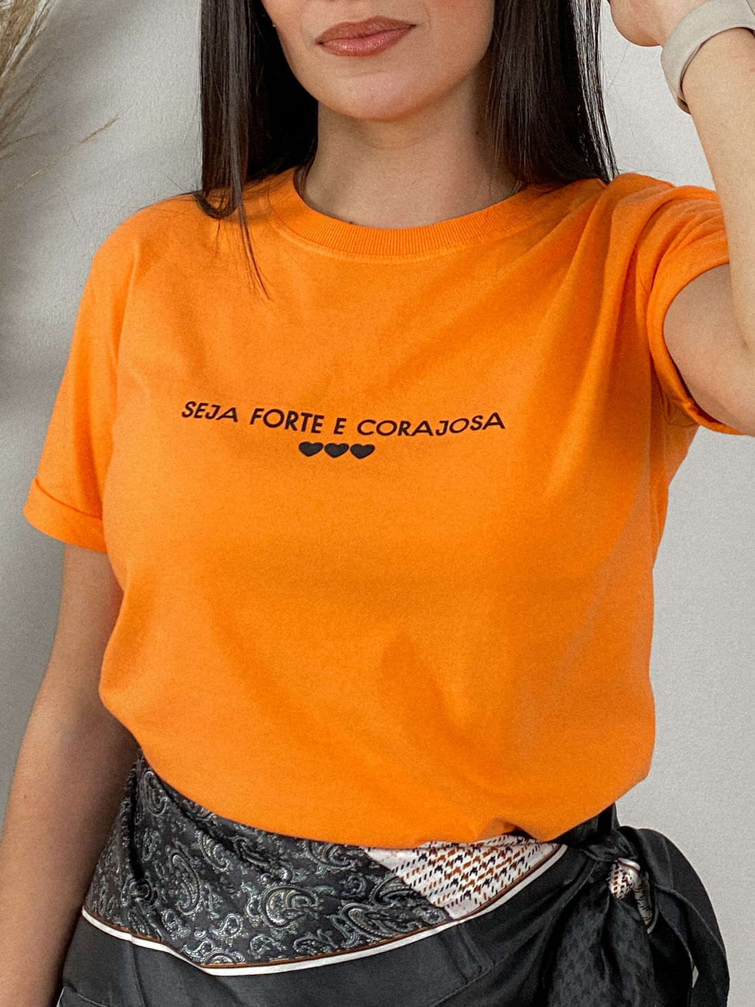 Tshirt Premium - Seja Forte e Corajosa - Laranja Tshirt Premium - Seja Forte e Corajosa - Laranja