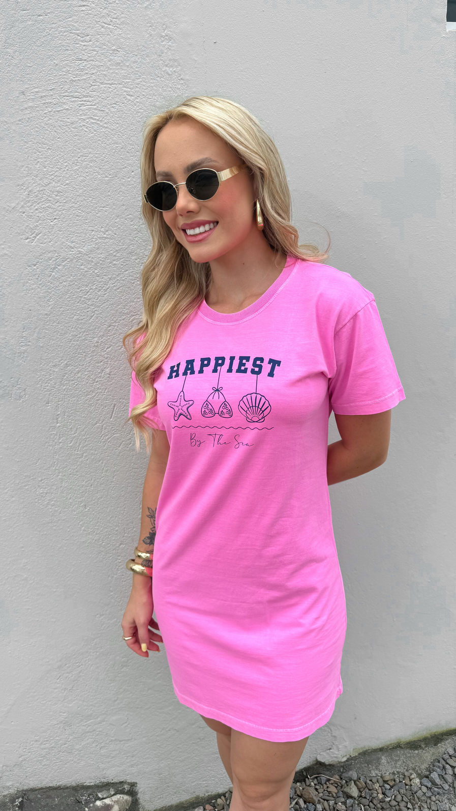 Vestido Tee - Happiest - Rosa Estonado Vestido Tee - Happiest - Rosa Estonado