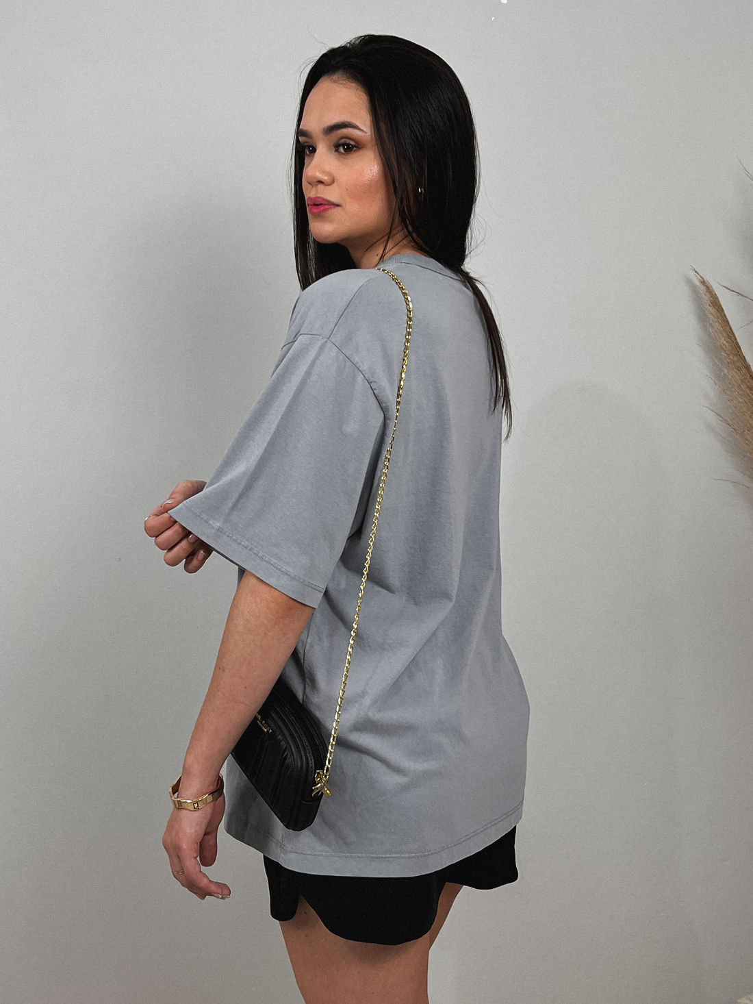 Tshirt Oversized - Juicy Orange - Cinza Tshirt Oversized - Juicy Orange - Cinza