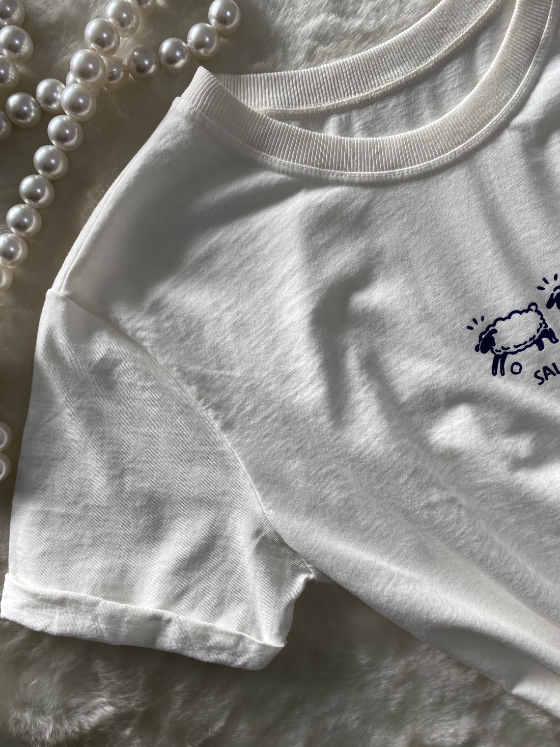 Tshirt Premium - Salmos 23:1 Ovelhinha - Off White Tshirt Premium - Salmos 23:1 Ovelhinha - Off White