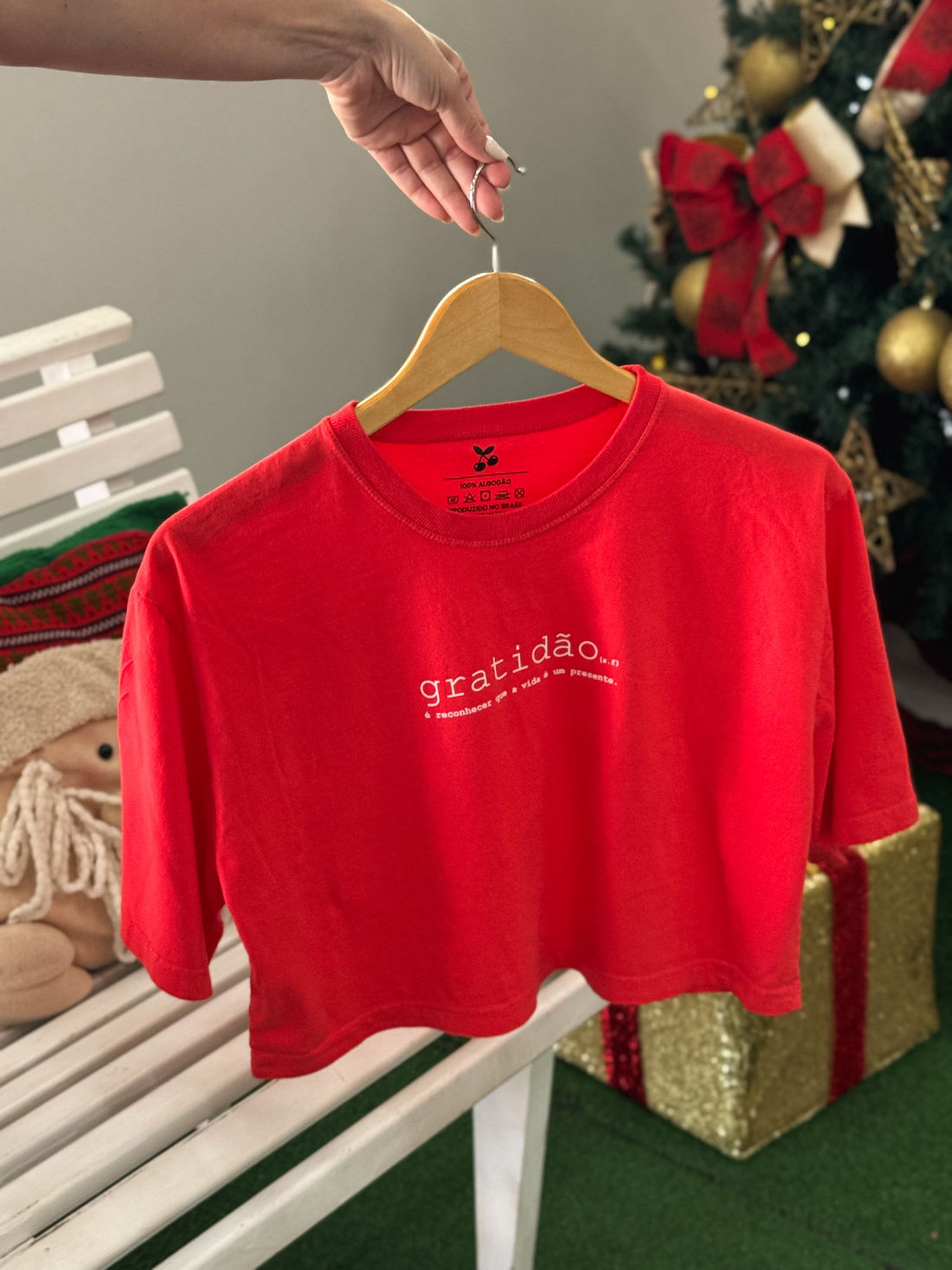 Cropped Oversized - Gratidão - Vermelho Cropped Oversized - Gratidão - Vermelho