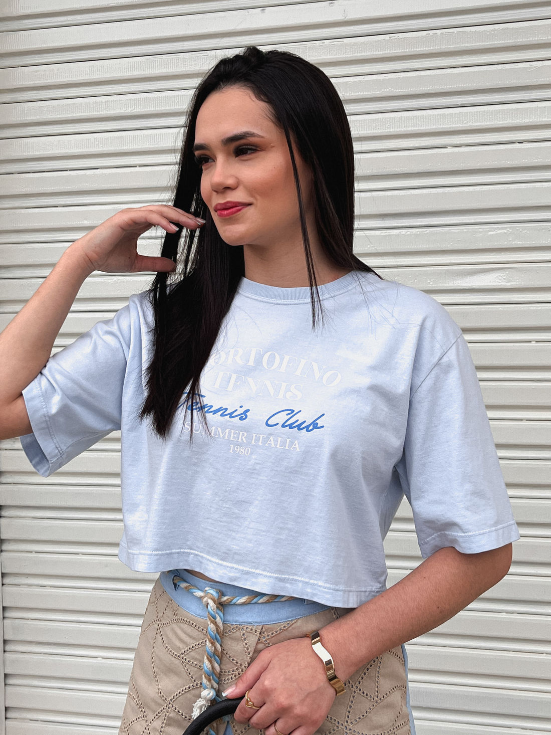 Cropped Oversized - Portofino - Azul Bebê Cropped Oversized - Portofino - Azul Bebê