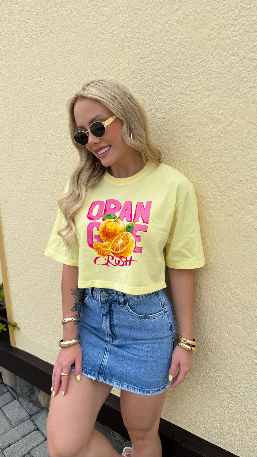 Cropped Oversized - Orange - Amarelo Cropped Oversized - Orange - Amarelo