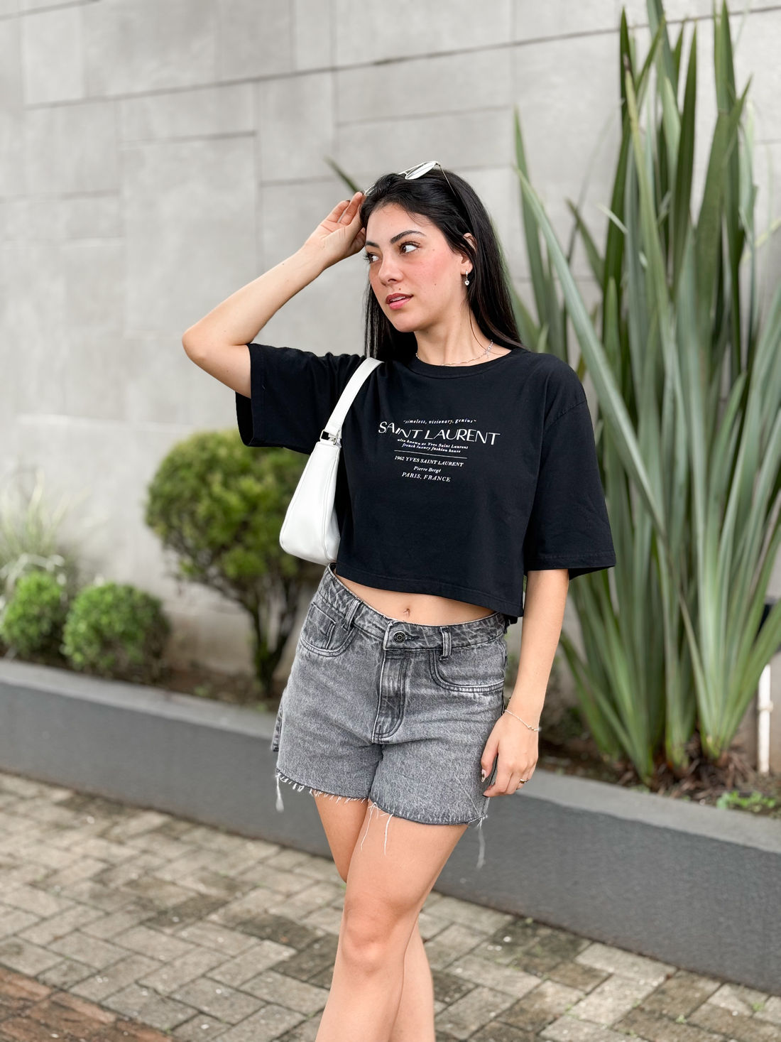 Cropped Oversized - Saint Laurent - Preto Cropped Oversized - Saint Laurent - Preto