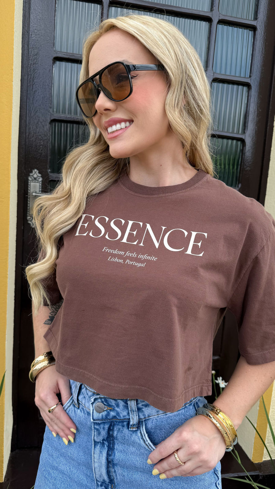 Cropped Oversized - Essence - Marrom Cropped Oversized - Essence - Marrom