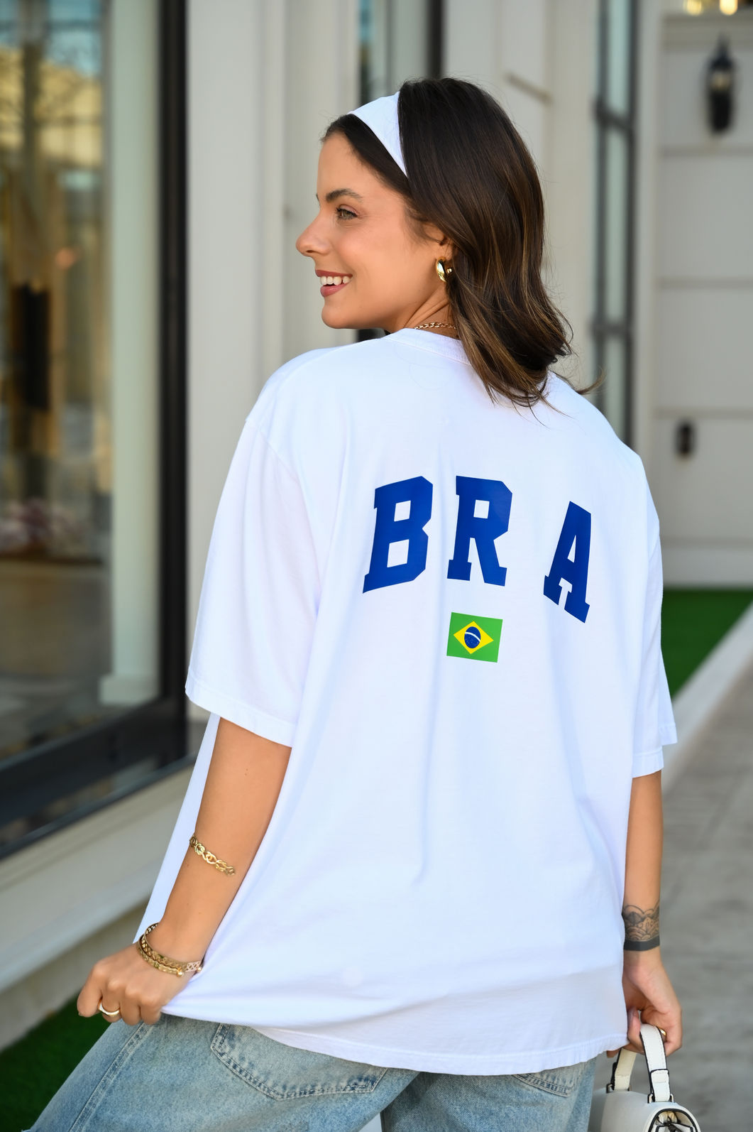 Tshirt Oversized - BRA azul - Branca