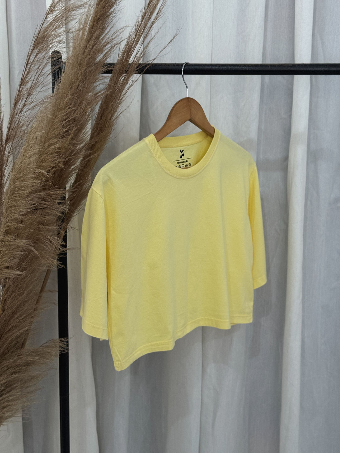 Cropped Oversized - Liso - Amarelo