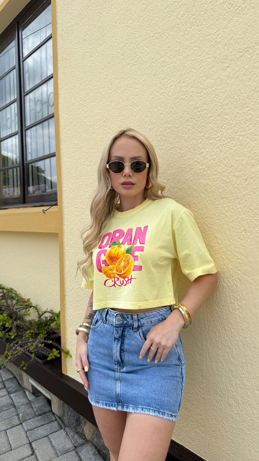 Cropped Oversized - Orange - Amarelo Cropped Oversized - Orange - Amarelo