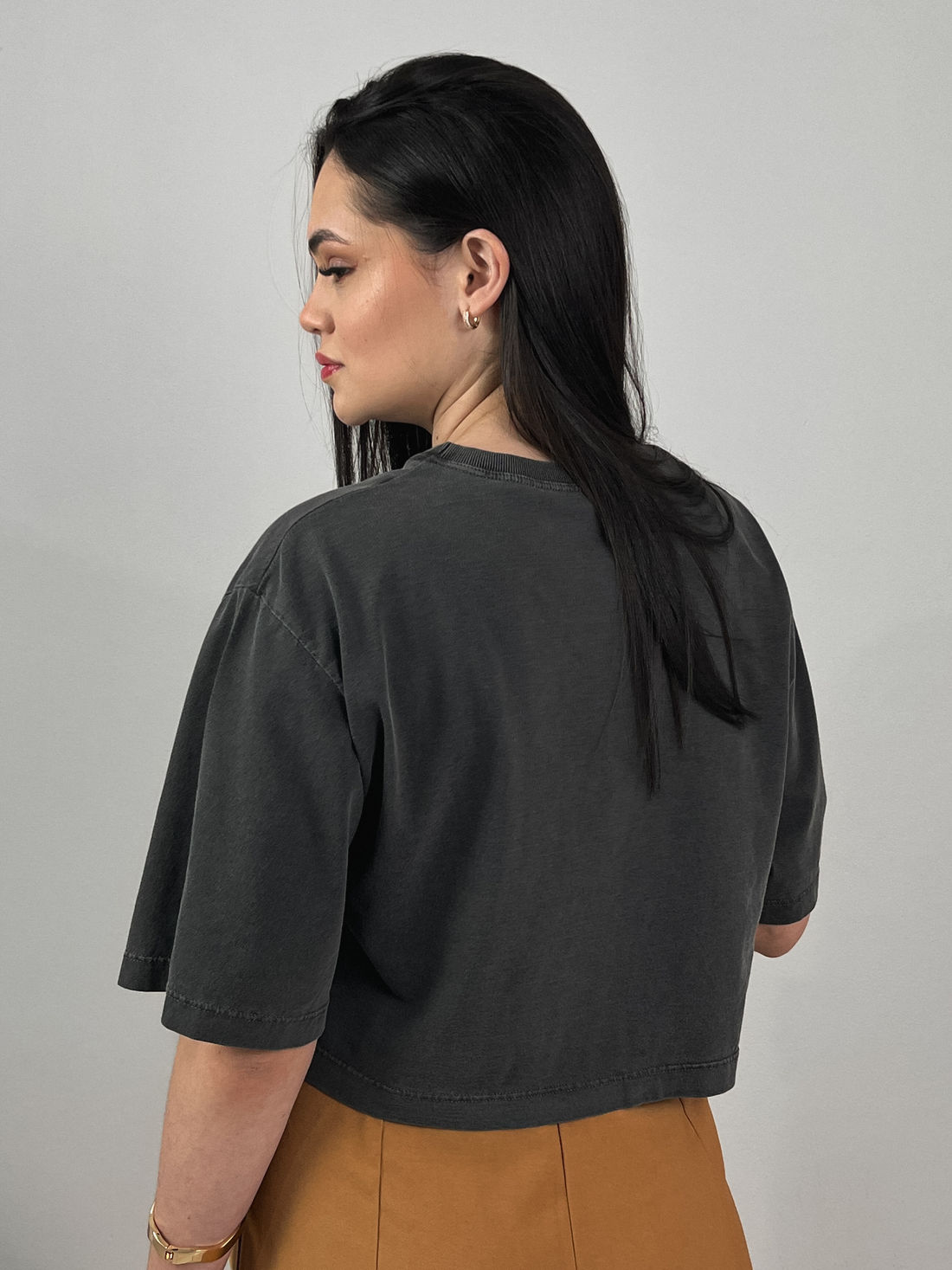 Cropped Oversized - Oh La La - Cinza Estonado