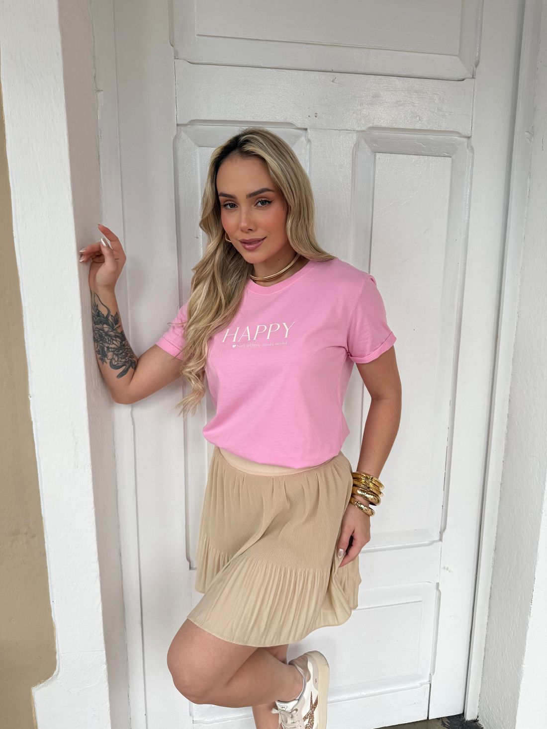 Tshirt Premium - Happy - Rosa Tshirt Premium - Happy - Rosa