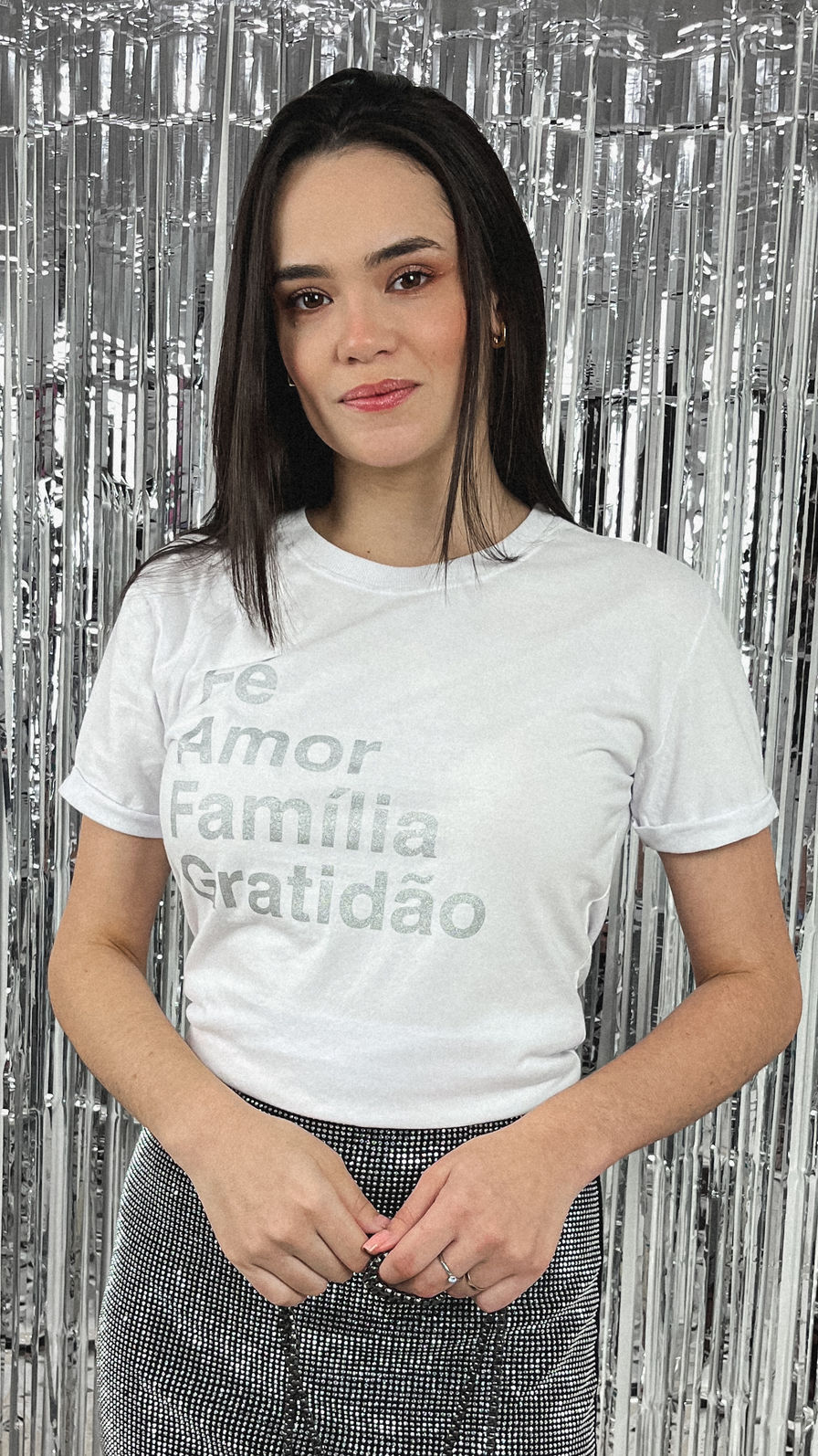 Tshirt Premium - Fé, Amor, Família - Branco Tshirt Premium - Fé, Amor, Família - Branco
