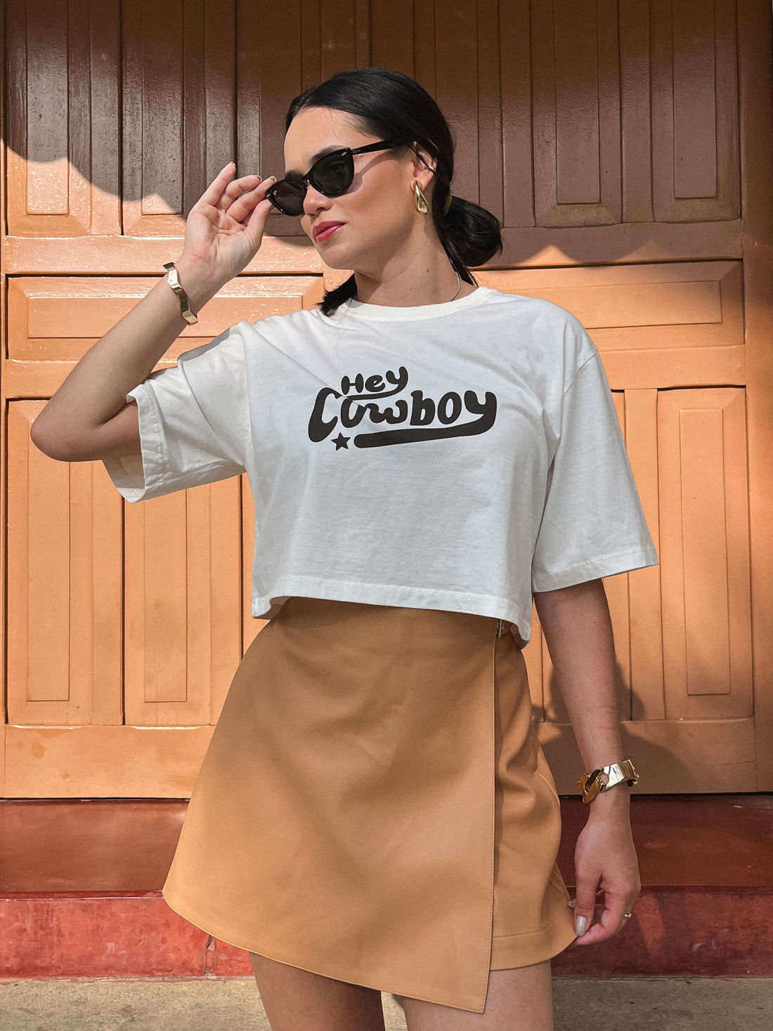 Cropped Oversized - Hey Cowboy - Off White Cropped Oversized - Hey Cowboy - Off White