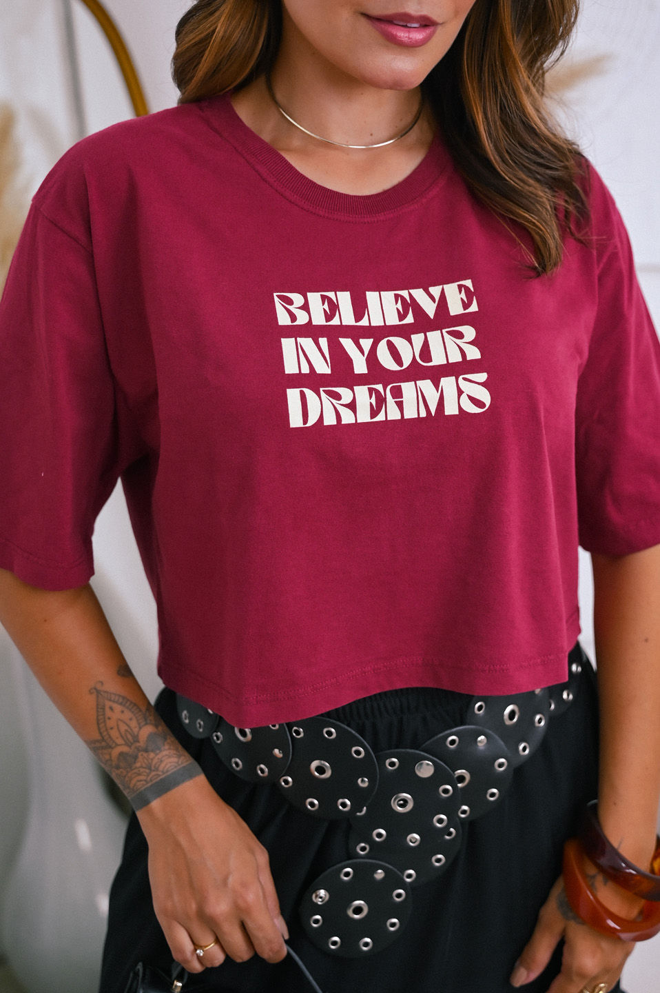 Cropped Oversized - Believe in your Dreams - Vermelho