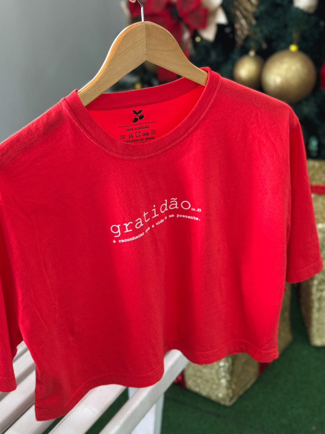 Cropped Oversized - Gratidão - Vermelho Cropped Oversized - Gratidão - Vermelho