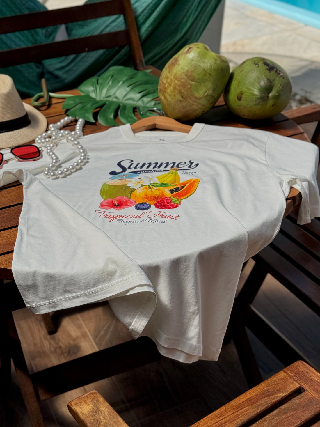 T-shirt Oversized - Tropical Fruit DTF - Off White