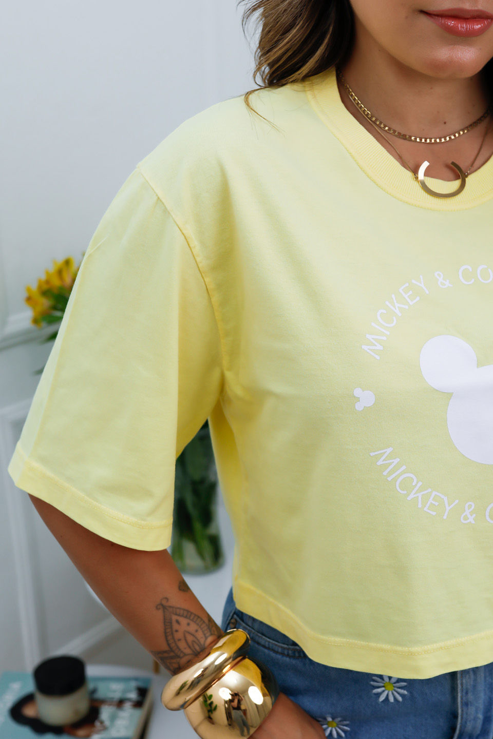 Cropped Oversized - Mickey - Amarelo