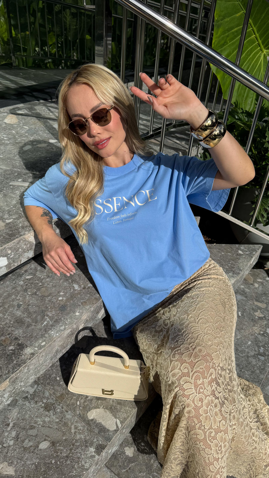 T-shirt Oversized - Essence - Azul