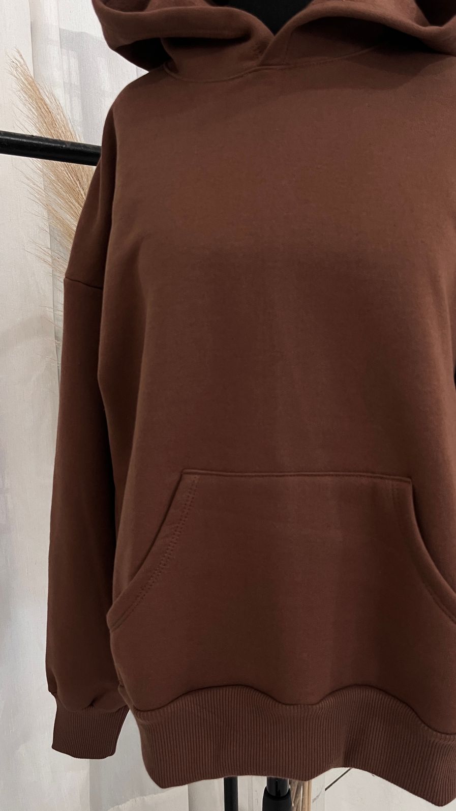 Blusa de Moletom Com Touca e Bolso - Marrom Blusa de Moletom Com Touca e Bolso - Marrom