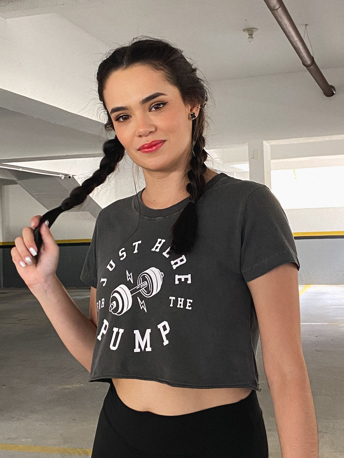 Cropped - Just Here for the pump - Cinza Estonado Cropped - Just Here for the pump - Cinza Estonado