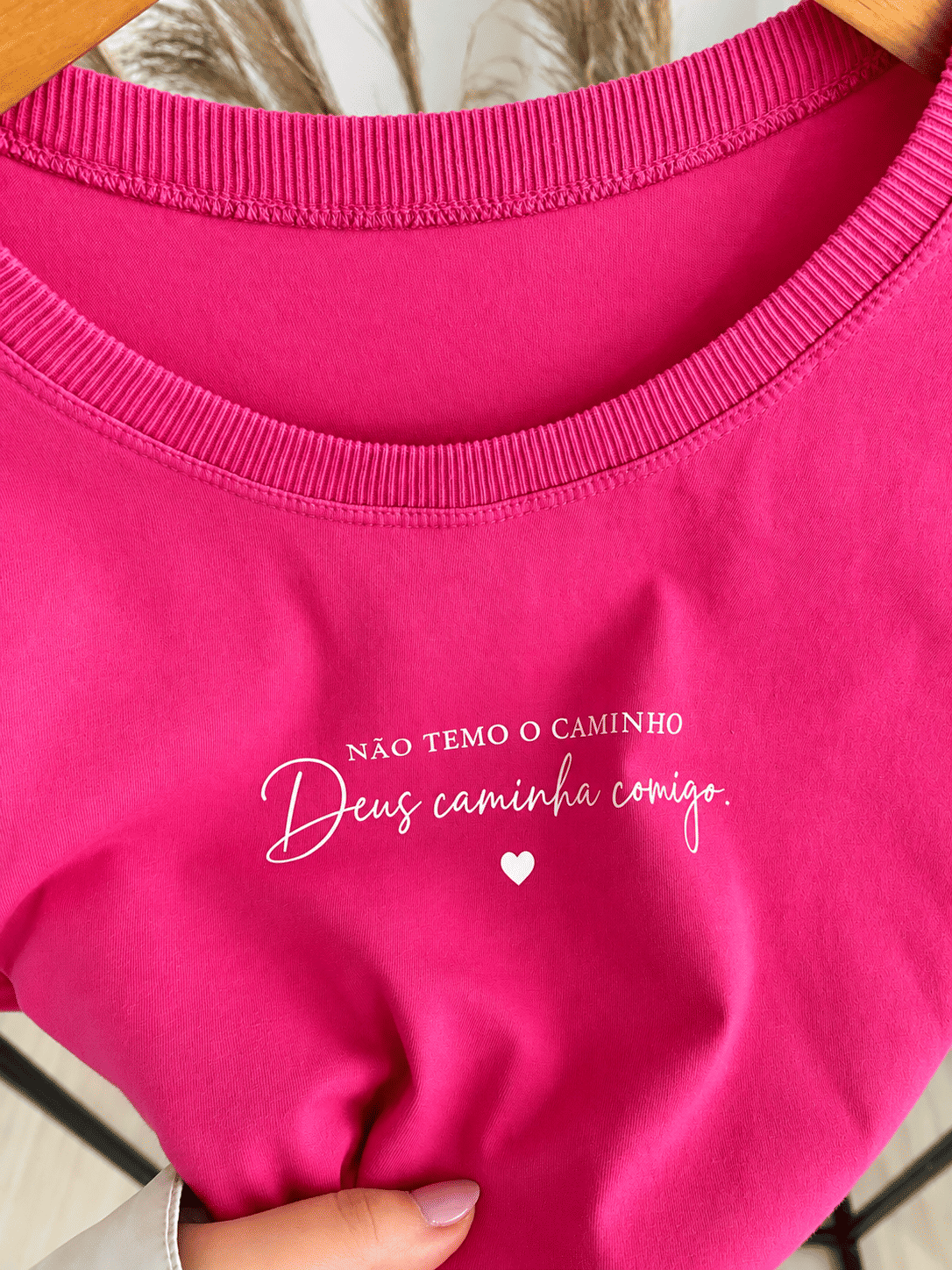 Tshirt Premium - Não Temo o Caminho DTF - Rosa Pink Tshirt Premium - Não Temo o Caminho DTF - Rosa Pink