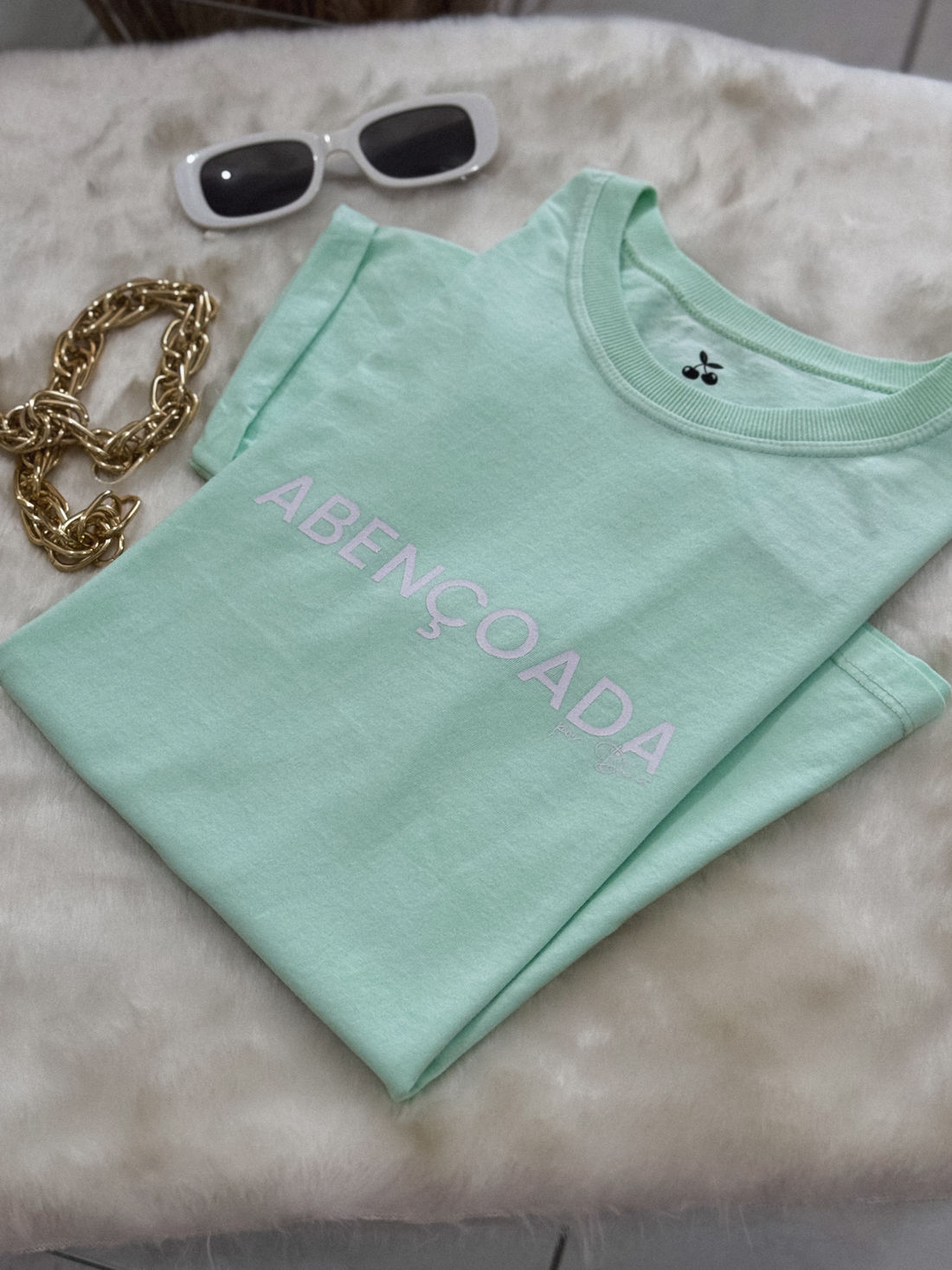 Tshirt Premium - Abençoada - Verde Bebê Tshirt Premium - Abençoada - Verde Bebê