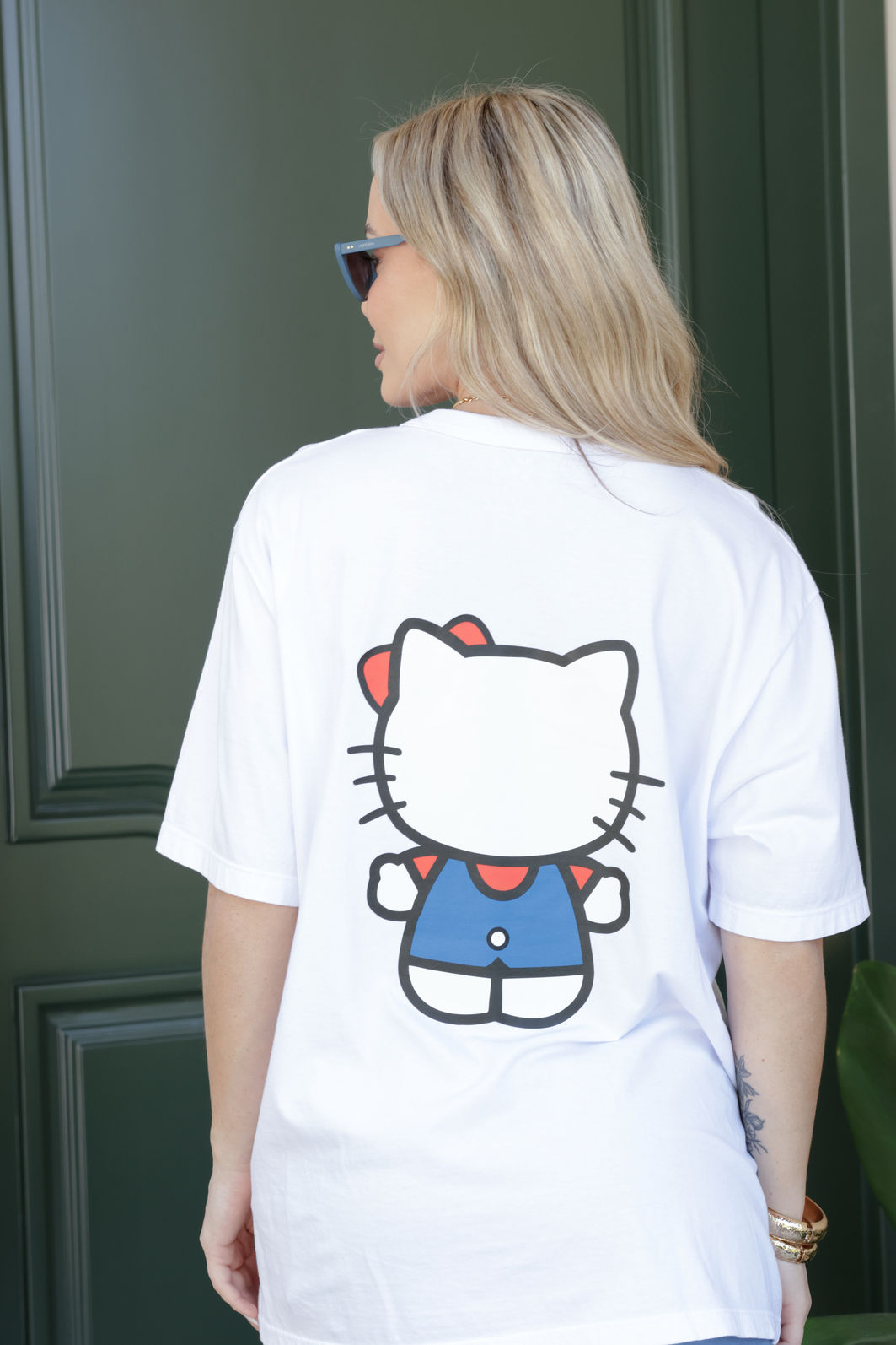 T-shirt Oversized - Hello Kitty DTF - Branca