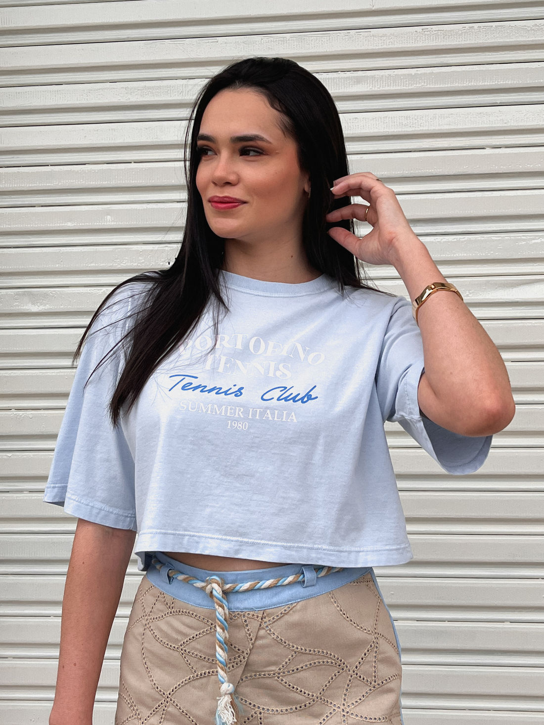 Cropped Oversized - Portofino - Azul Bebê Cropped Oversized - Portofino - Azul Bebê