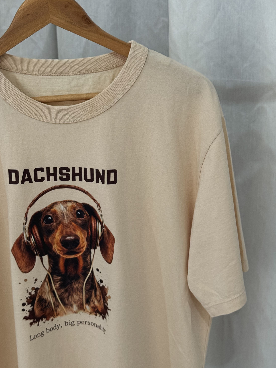 T-shirt Oversized - Dachshund - Bege