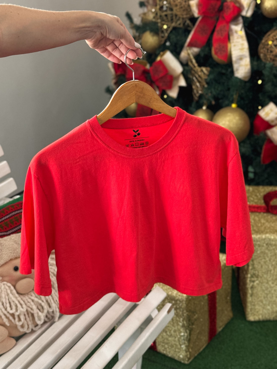 Cropped Oversized - Liso - Vermelho Cropped Oversized - Liso - Vermelho