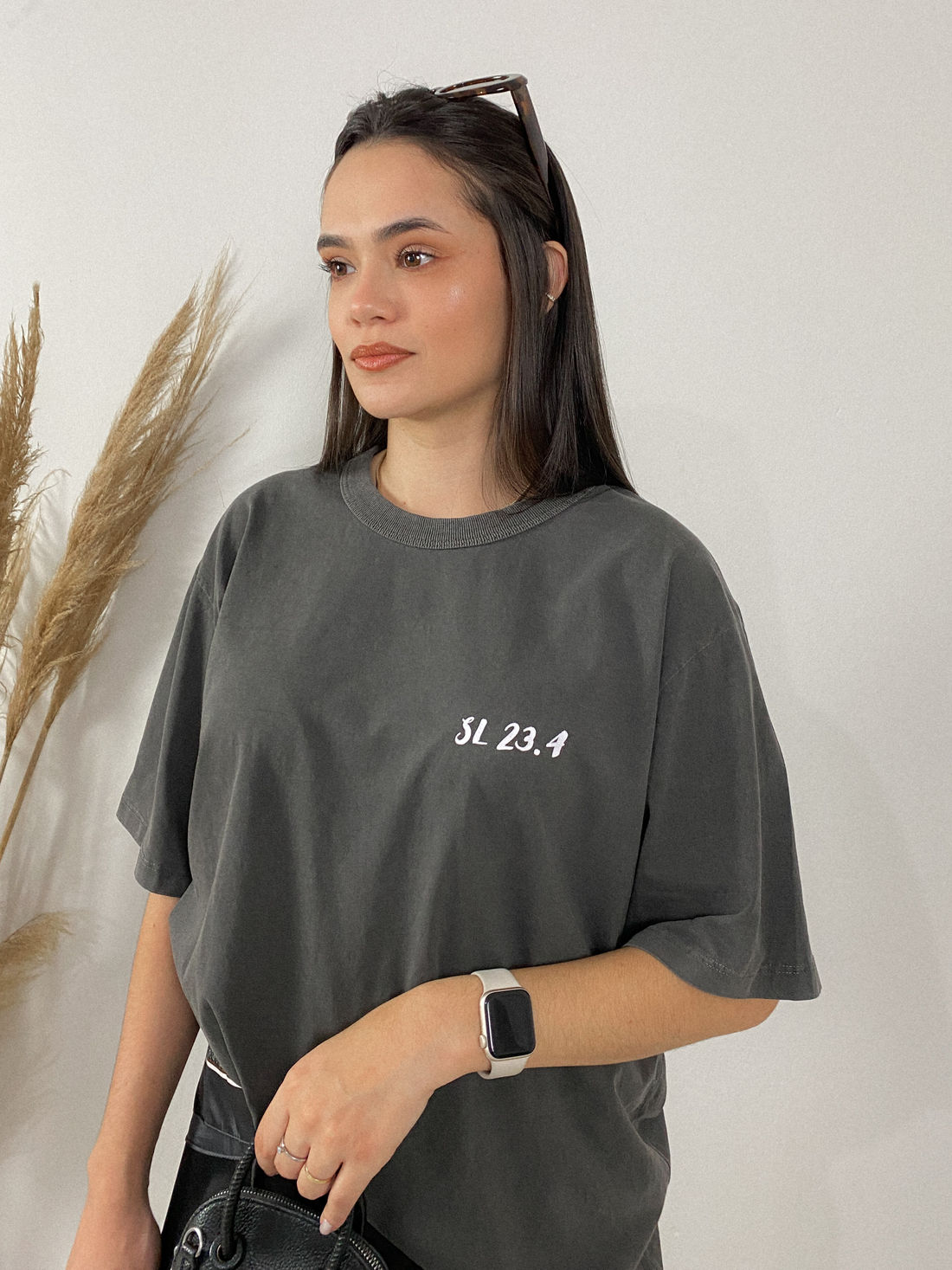 Tshirt Oversized - Salmos 23:4 - Cinza