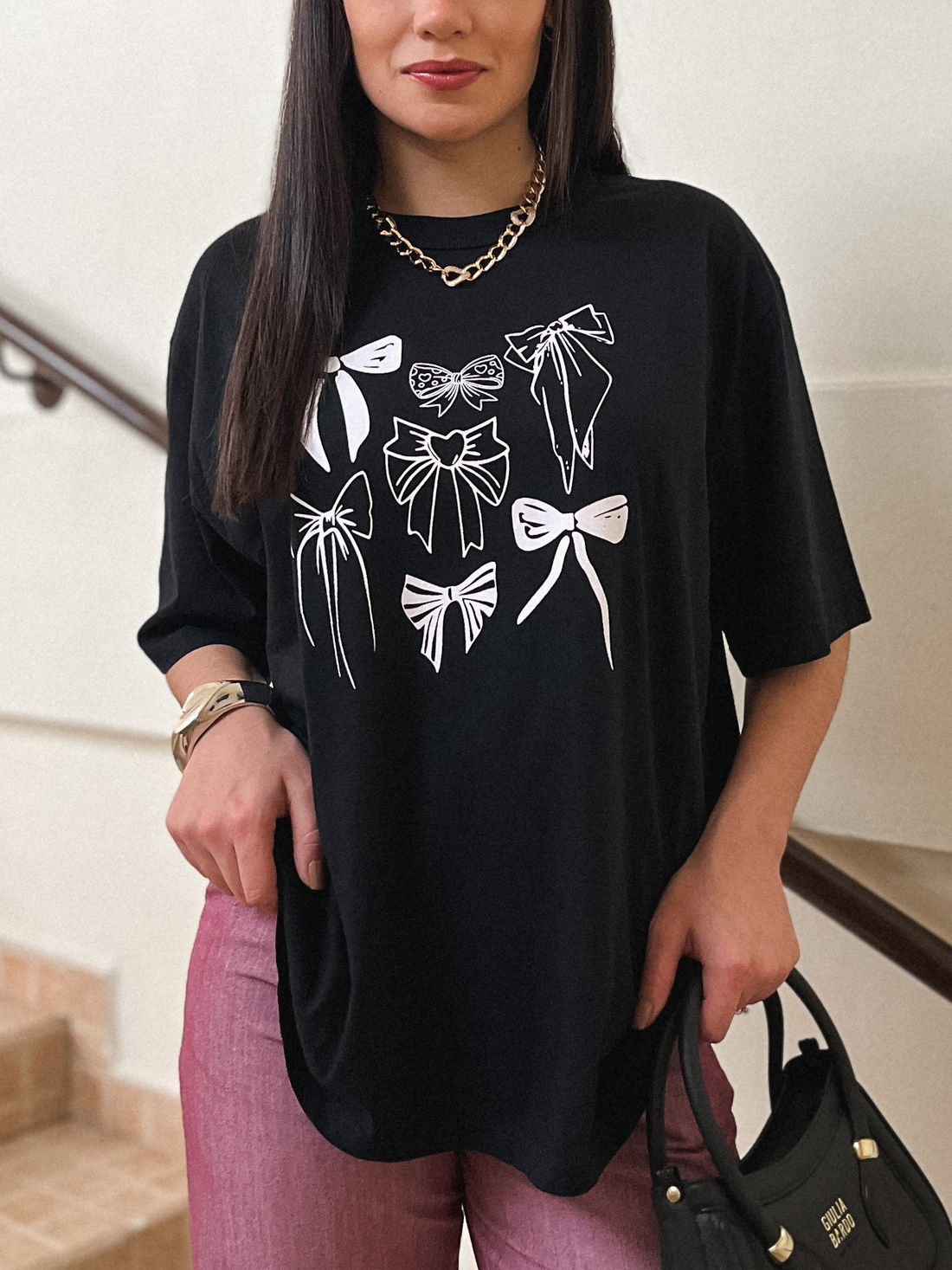 Tshirt Oversized - Laços - Preta