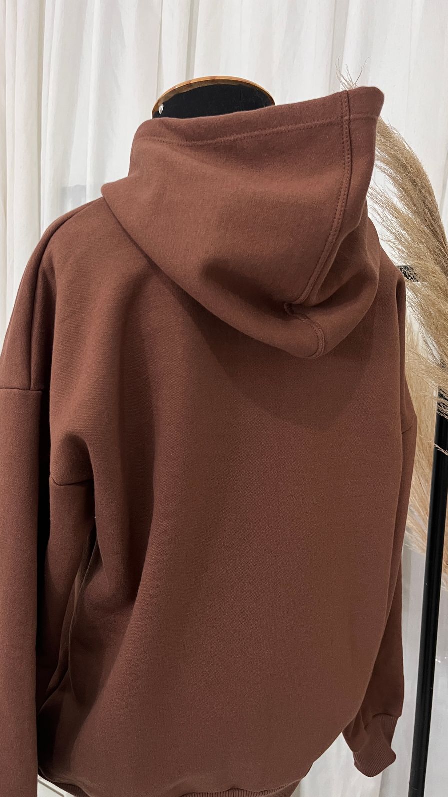Blusa de Moletom Com Touca e Bolso - Marrom Blusa de Moletom Com Touca e Bolso - Marrom